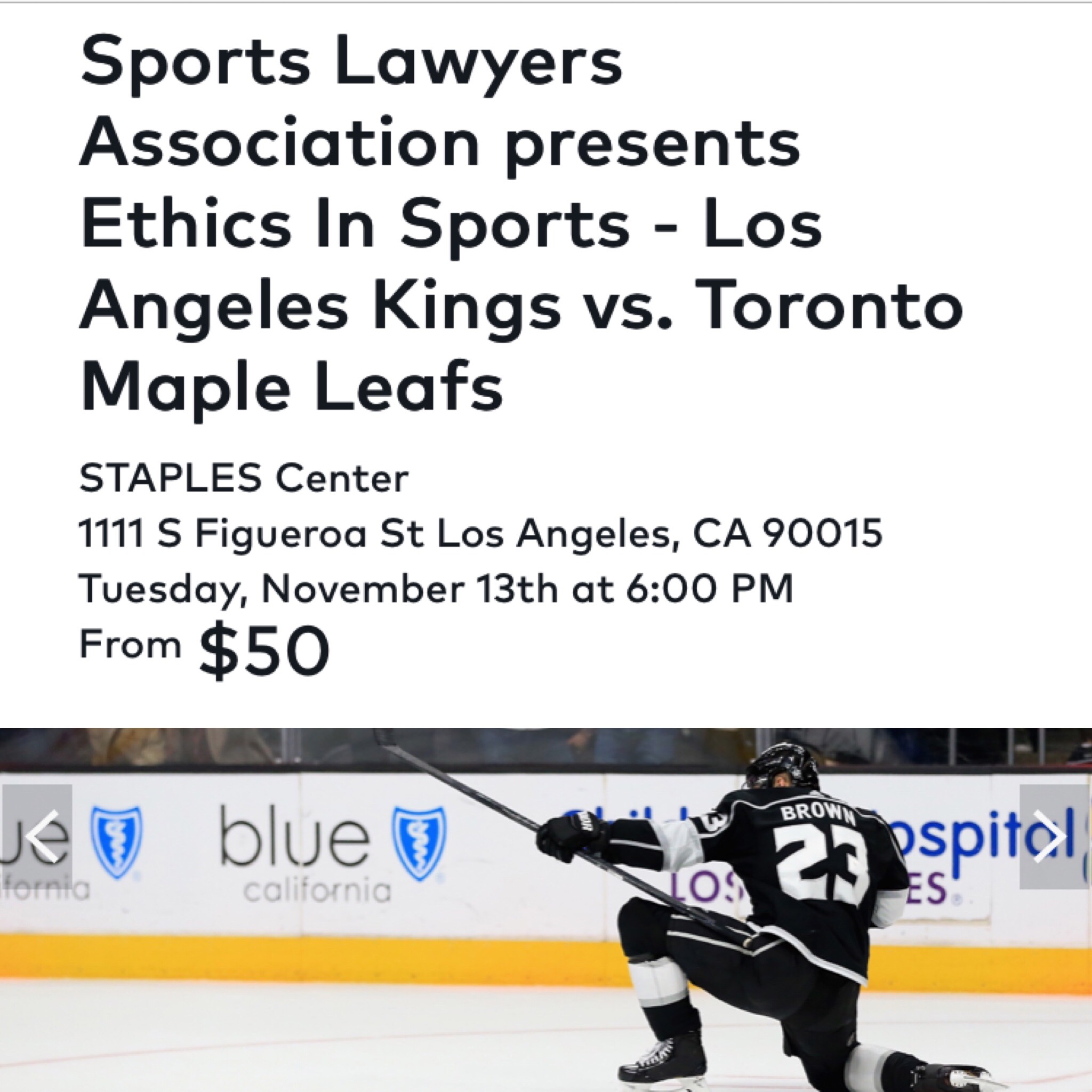 Jeremy Evans on Ethics in Sports Law Panel with LA Kings at STAPLES Center