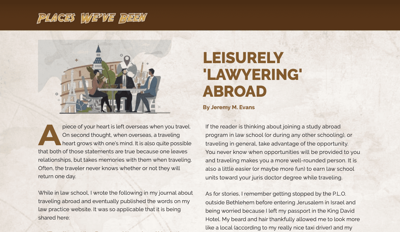 Leisurely 'Lawyering' Abroad