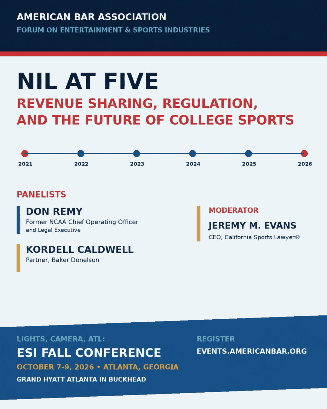 Jeremy M. Evans to Moderate “NIL at Five” at the ABA ESI Fall Conference